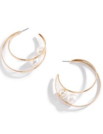 Fashion Golden Imitation Pearl Geometric Circle Earrings
