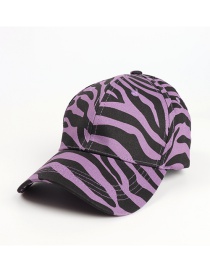 Fashion Zebra Pattern-purple Zebra Print Baseball Cap With Cartoon Cow