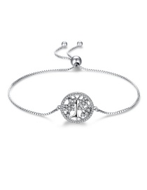 Fashion Silver Oxide Sterling Silver Hollow Tree Of Life Inlaid Zircon Bracelet