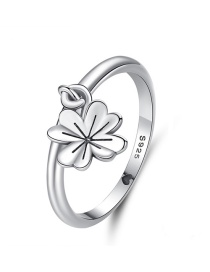 Fashion Electroplating Platinum Sterling Silver Flower Ring