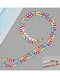 Fashion 2# Rainbow Beaded Love Letter Rice Bead Glasses Chain