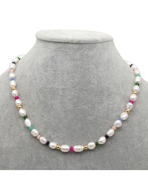 Fashion Color Rainbow Rice Beads Pearl Necklace