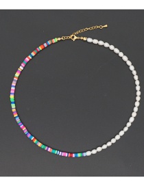 Fashion F Colorful Clay Pearl Necklace