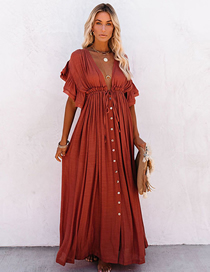Fashion Rust Red Long Skirt Sun Protection Blouse