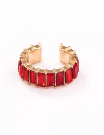 Fashion Red C-shaped Ear Clip With Colored Diamonds