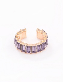 Fashion Purple C-shaped Ear Clip With Colored Diamonds