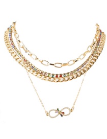 Fashion Golden Figure 8 Diamond Claw Chain Multilayer Necklace