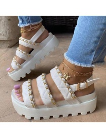 Fashion White Platform Sandals With Metal Chain