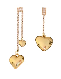 Fashion Golden Fringed Asymmetric Diamond Love Earrings