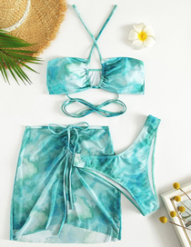 Fashion Green Three-piece Smudge Swimsuit Swimsuit