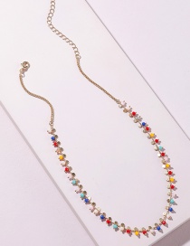 Fashion Color Crystal Glass Chain Necklace