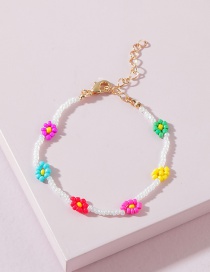 Fashion Color Colorful Rice Bead Woven Flower Bracelet