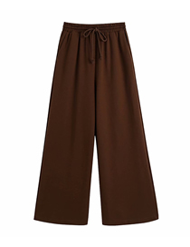 Fashion Dark Brown Solid Color Tie Straight-leg Trousers