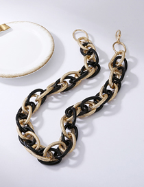 Fashion Gold And Black Multilayer Necklace Frosted Acrylic Chain Twist Necklace
