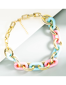 Fashion Color Metal Ccb Chain Resin Necklace
