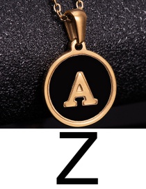 Fashion Gold Color Z Shell Round Stainless Steel Letter Necklace