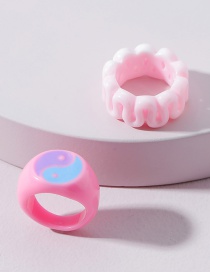 Fashion Pink Yin Yang Bagua Resin Ring Set