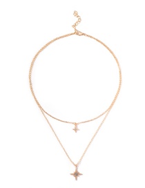 Fashion Gold Color Alloy Double Star Cross Pendant Necklace