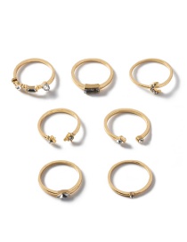 Fashion Gold Color 7-piece Alloy Diamond Geometric Open Ring