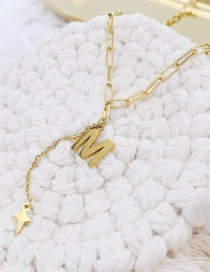 Fashion Gold Color Titanium Steel Letter M Star Necklace