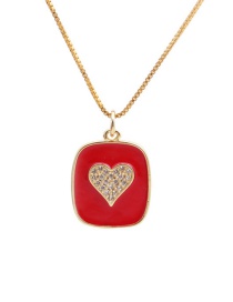 Fashion Love Oil Drop Zircon Heart Pendant Necklace