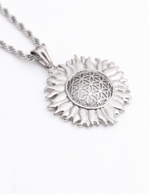 Fashion Rigid Sunflower+60cm Titanium Steel Twist Chain Titanium Sunflower Necklace