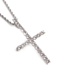 Fashion White K Color Cross+60cm Titanium Steel Twist Chain Stainless Steel Twist Chain Cross Necklace