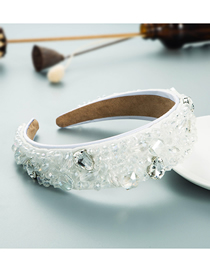 Fashion White Broad-rim Crystal Headband With Glass Diamonds