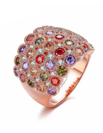 Fashion 11 Copper Colorful Zircon Ring