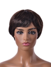 Fashion Dark Brown Rose Net High Temperature Silk Short Hair Wig Headgear