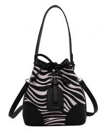 Fashion Small Black Printed Straps Belt Buckle Single Shoulder Bag
