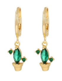 Fashion Golden Copper Inlaid Zircon Fruit And Plant Earrings
