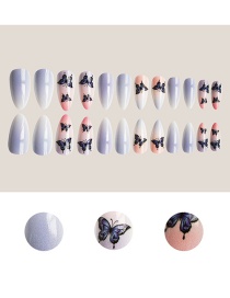 Fashion 7# Long Fake Nails Butterfly Leopard Island Nail Patch
