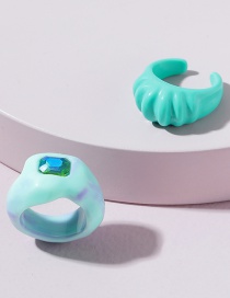 Fashion Blue Acrylic Resin Ring Set