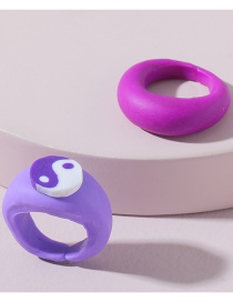 Fashion Purple Yin Yang Bagua Soft Clay Hand Pinched Ring