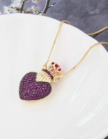 Fashion Gold-plated Red Zirconium Color Separation Heart-shaped Perfume Bottle With Zirconium Full Diamond Love Necklace