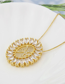 Fashion Yellow Gold Pisces Twelve Constellations Gold-plated Copper Round Zircon Necklace