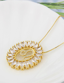 Fashion Yellow Gold Leo Twelve Constellations Gold-plated Copper Round Zircon Necklace