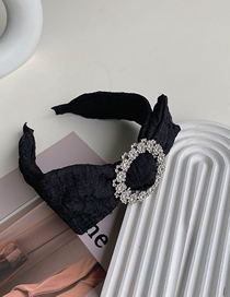 Fashion Black Lace Printed Bowknot Rhinestone Broad Side Headband
