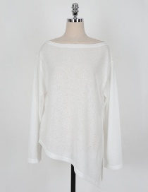 Fashion White Bevel Knitted Long-sleeved Sun Protection Clothing