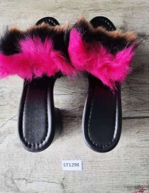 Fashion Black Plush Slippers