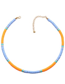 Fashion Orange+blue Alloy Soft Ceramic Beaded Necklace
