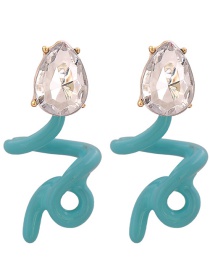Fashion Sky Blue Geometric Drop Earrings With Diamonds
