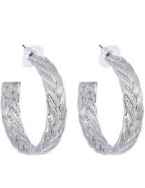 Fashion Silver Electroplated Geometric C-shaped Hollow Cross Earrings