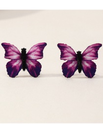 Fashion Purple Simulation Fabric Butterfly Earrings