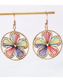 Fashion Color Hollow Flower Woven Tassel Earrings