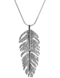 Fashion X020002 Flash Diamond Long Feather Snake Bone Chain Pendant