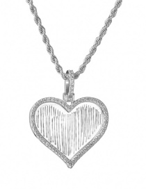 Fashion 3.0*60 Twist Chain Steel Color Zircon And Diamond Heart-shaped Twist Chain Necklace