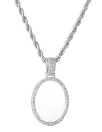 Fashion 3.0*70 Square Pearl Steel Color Oval Micro Diamond Twist Chain Necklace