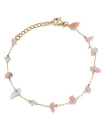 Fashion Pink Stainless Steel Colorful Gravel Beaded Bracelet